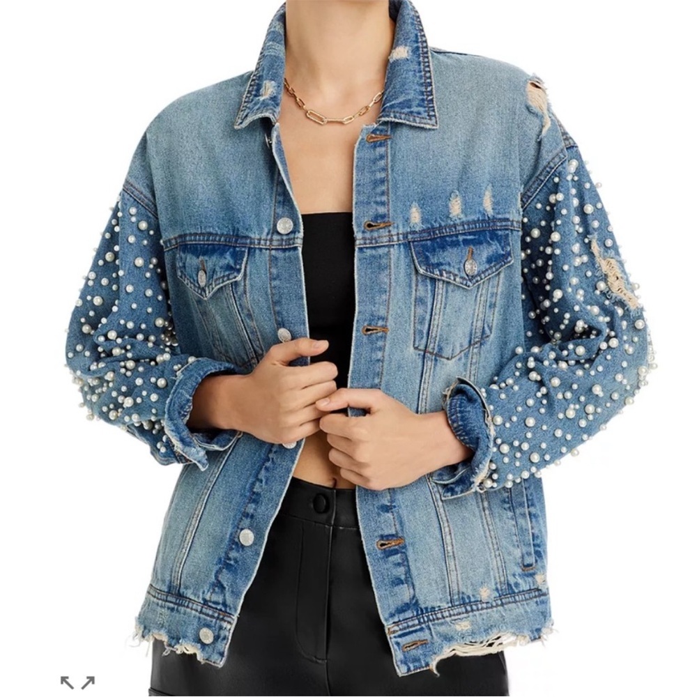 Pearl Embellished Denim Jacket